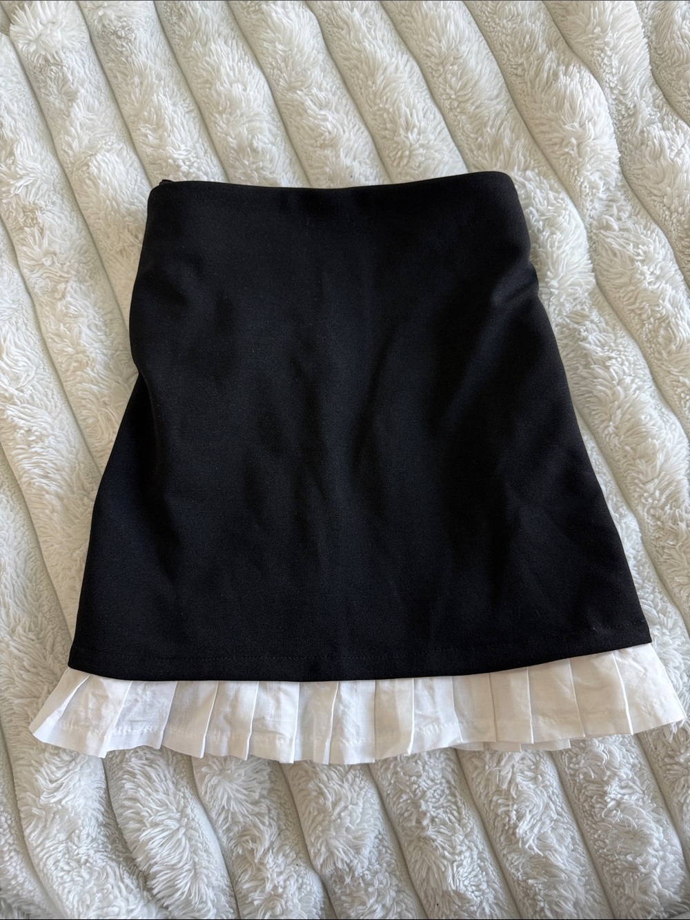 Trixxi Black Mini Skirt with White Pleated Hem